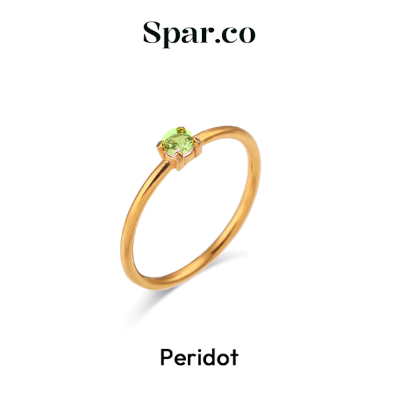 Spar.co Cincin Titanium Emas dengan Permata Birth Stone 3