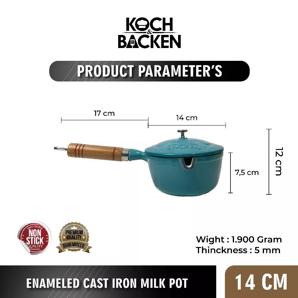 Koch Backen International Koch&Backen Cast Iron Enameled Milk Pot 14 cm