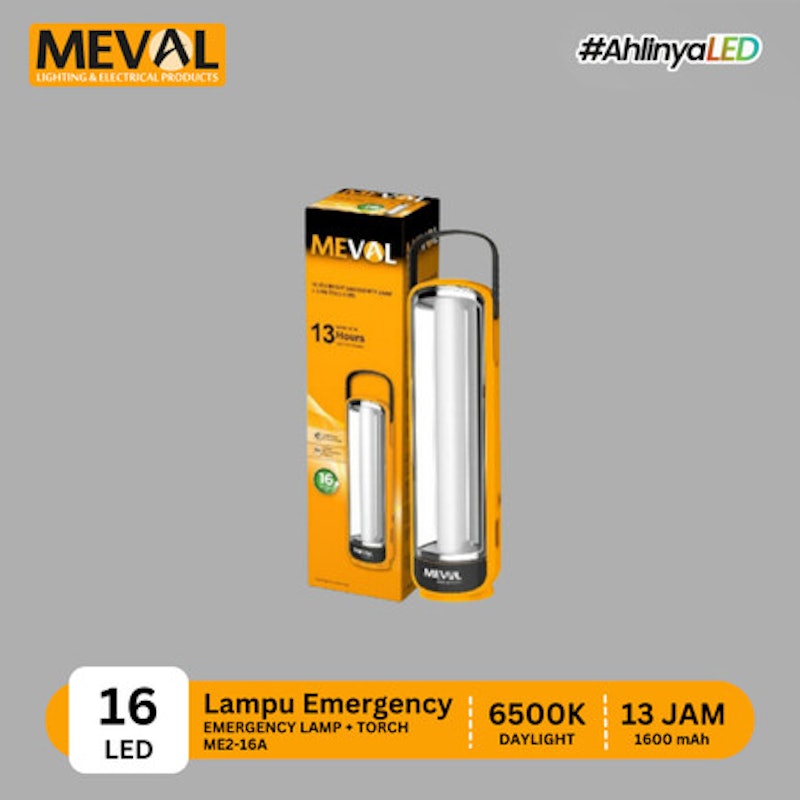 MEVAL Lampu Emergency 16 LED Bright + Senter LED 2