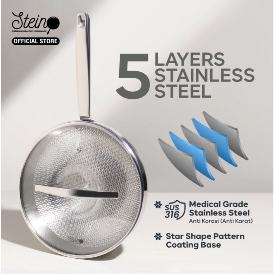 Stein Perkasa Internasional Stein Elite Clad Wok Stainless Ceramic OX89HC