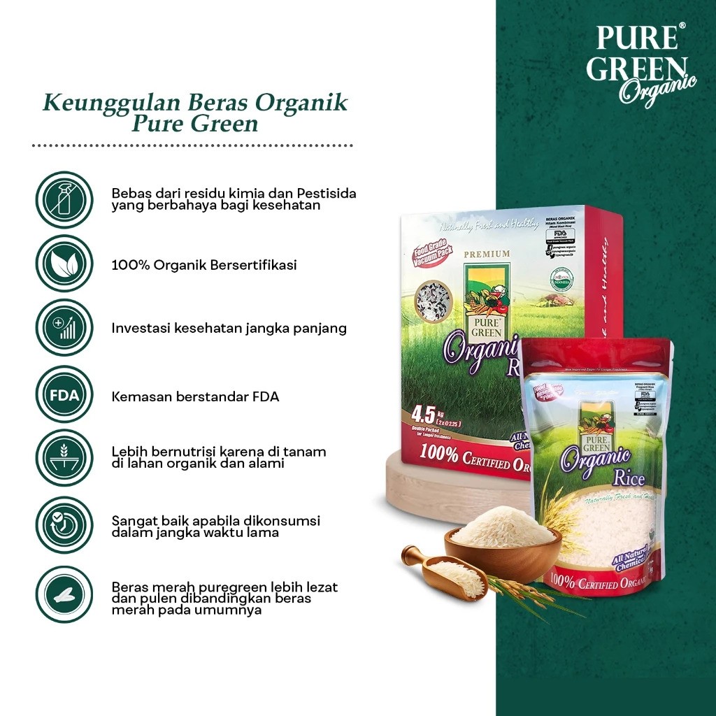 Panen Makmur Perkasa PureGreen Organic Rice White Long Grain 4.5 kg