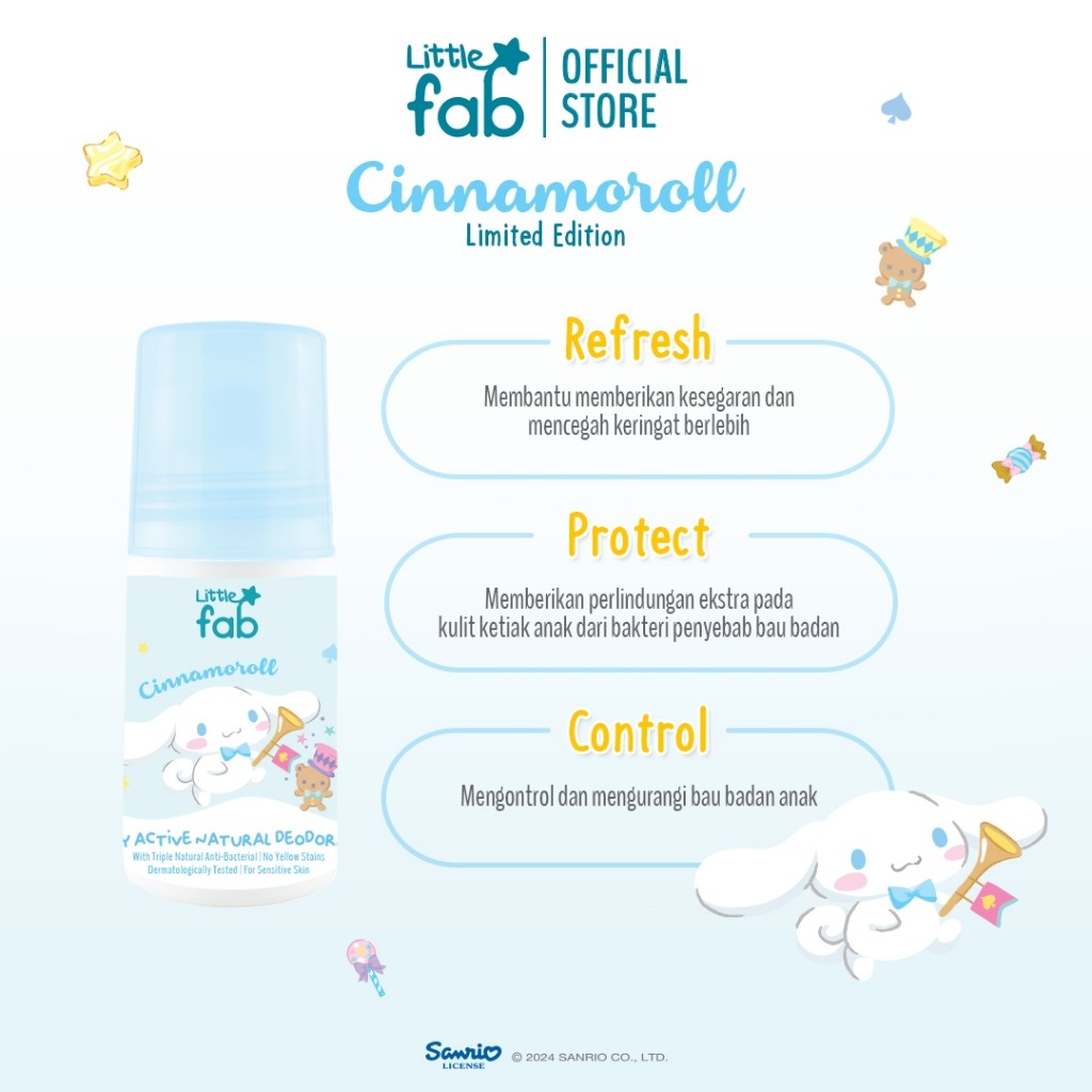 Little Fab Kids Daily Active Natural Deodorant Cinnamorol