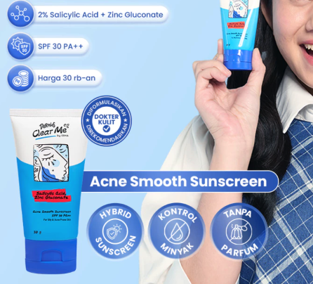 ERHA Clinic Indonesia Dermies Clear Me Acne Smooth Sunscreen SPF 30 PA++