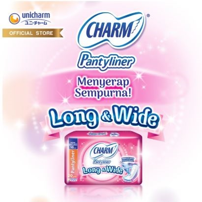 Unicharm Charm Pantyliner Long&Wide Absorbent Fit Breathable Non-Perfumed