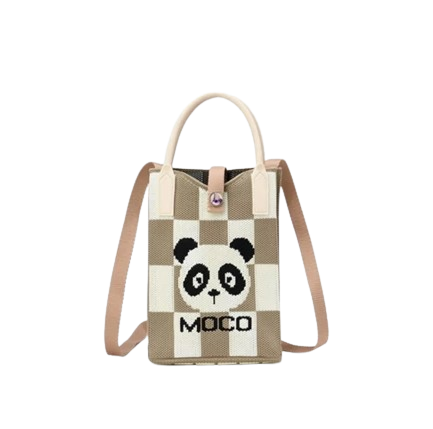 MOCO Tas HP Kecil Sling Bag Panda Rajut Kotak-Kotak  ｜ MHX-01