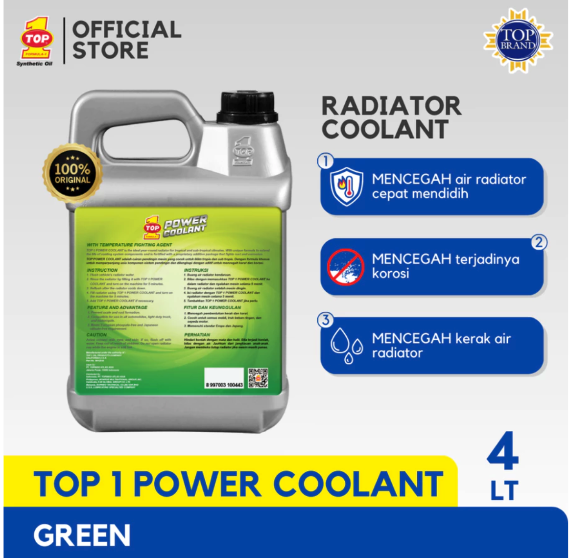Topindo Atlas Asia Top 1 Power Coolant Green 4 L