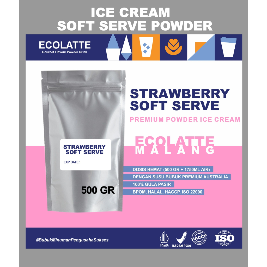 Santari Indo Pangan Ecolatte Soft Serve Powder Strawberry