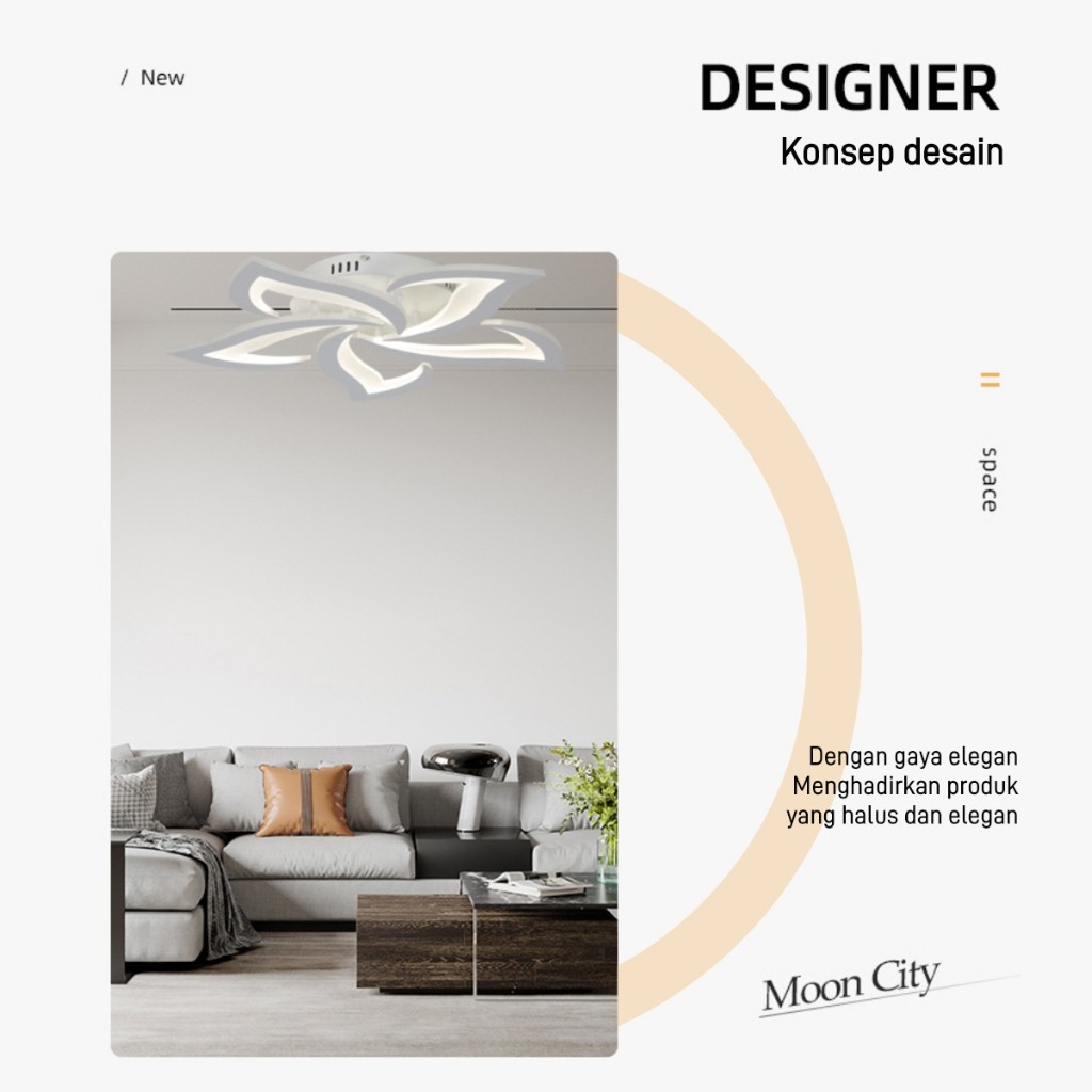  CELOGLO Lampu Hias Plafon Simple Modern LED 3 Warna 15 Daun