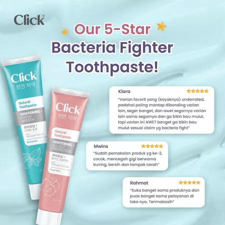 Kino Indonesia Click Natural Toothpaste Whitening + Cavity Protection