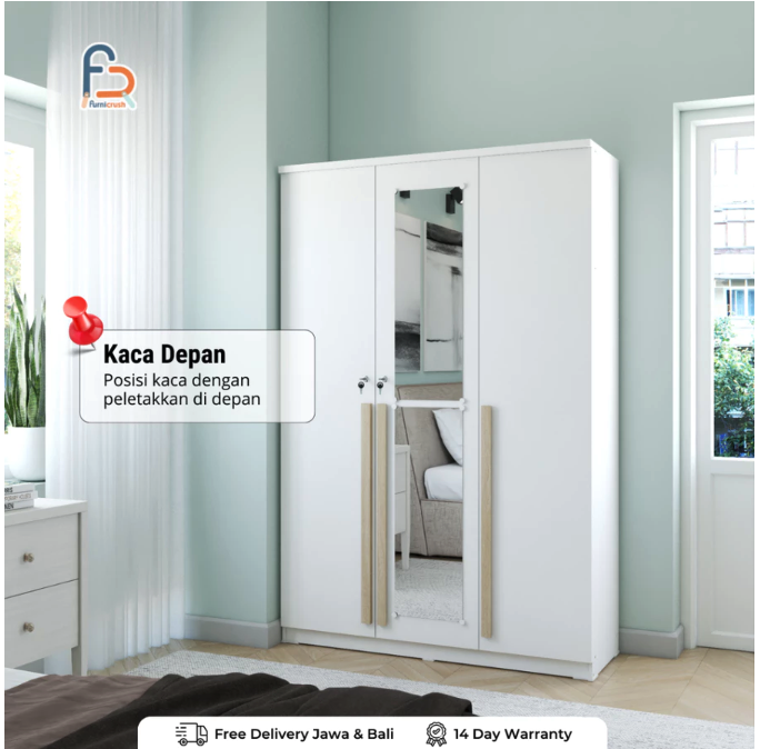 Furnicrush Home & Living Furnicrush Camille Lemari Pakaian 3 Pintu WDF 301