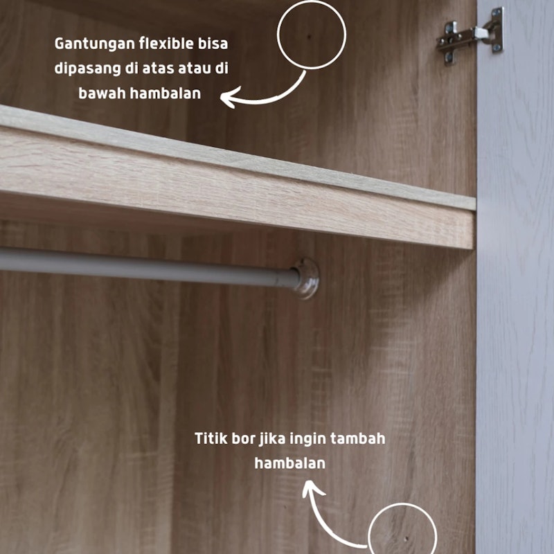 Kirana Sandiego Lemari Pakaian Kayu 2 Pintu 4