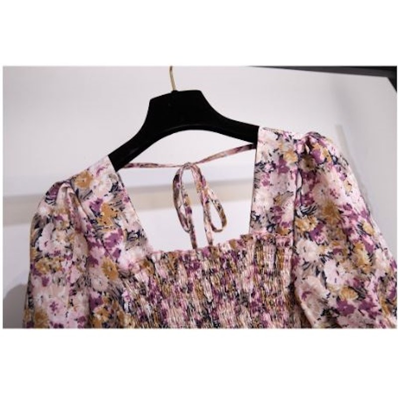 Floral Pleated Chest Midi Dress 2