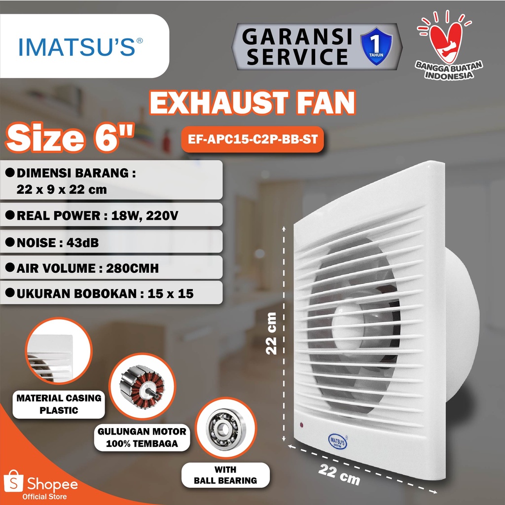 Industrial Multi Fan Imatsu's Exhaust Fan 6 Inch EF-APC15-C2P-BB-ST
