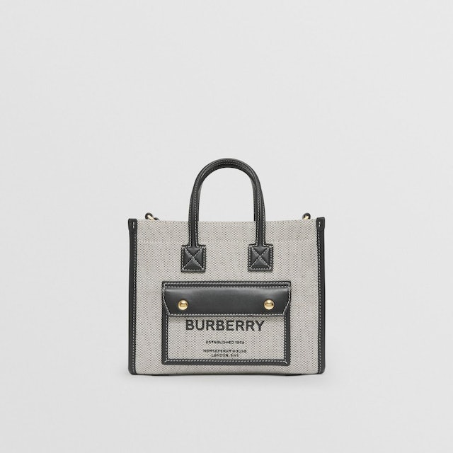 Two-tone Canvas and Leather Mini Freya Tote