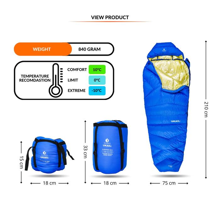  Bogaboo Ukail Sleeping Bag Goose Down Omni Heat