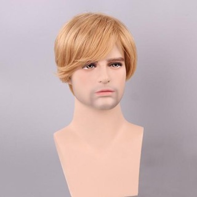 Blonde Short Human Hair Men Wig 1