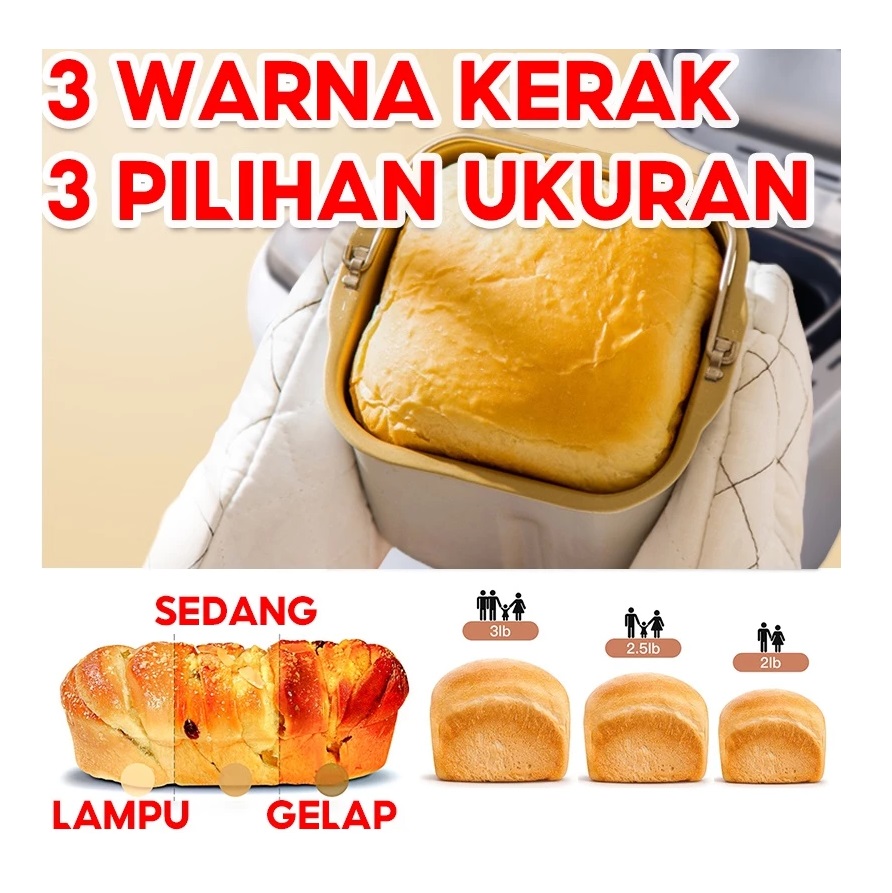 Lahome Indonesia Lahome Mesin Pembuat Roti Multi Auto Digital 19 in 1 3LB