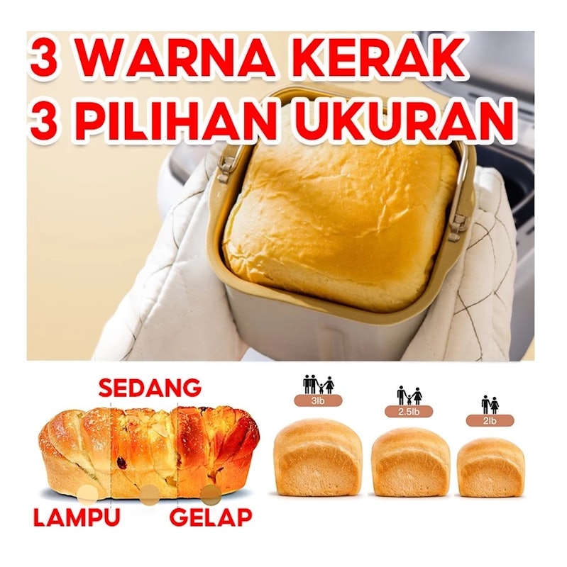 Lahome Mesin Pembuat Roti Multi Auto Digital 19 in 1 2