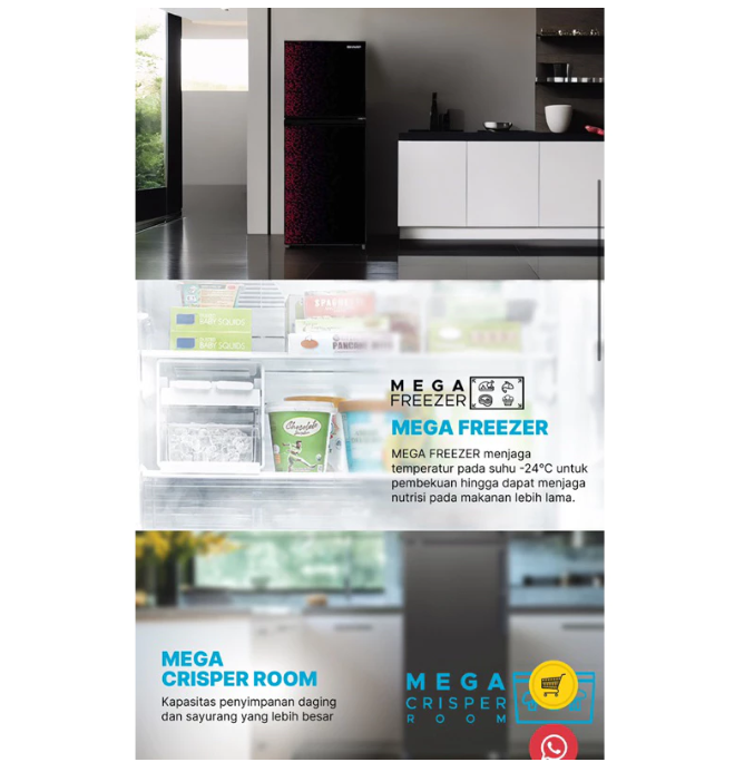 SHARP Electronics SHARP Shine Magneglas Series Kulkas 2 Pintu SJ-236MG-GB
