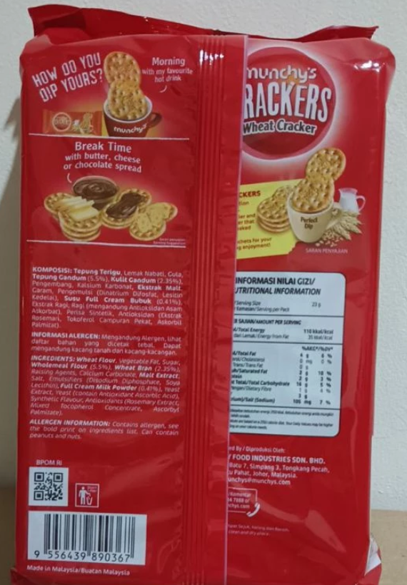 MUNCHY FOOD INDUSTRIES Munchy's Wheat Cracker