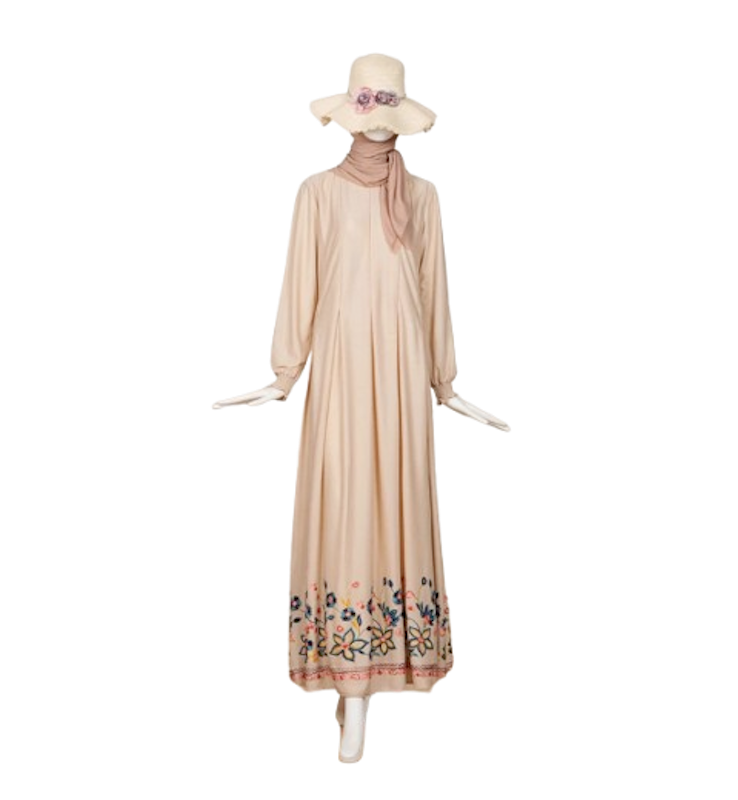 Le Khari Laluna Gamis Crepe Creamy Latte 1