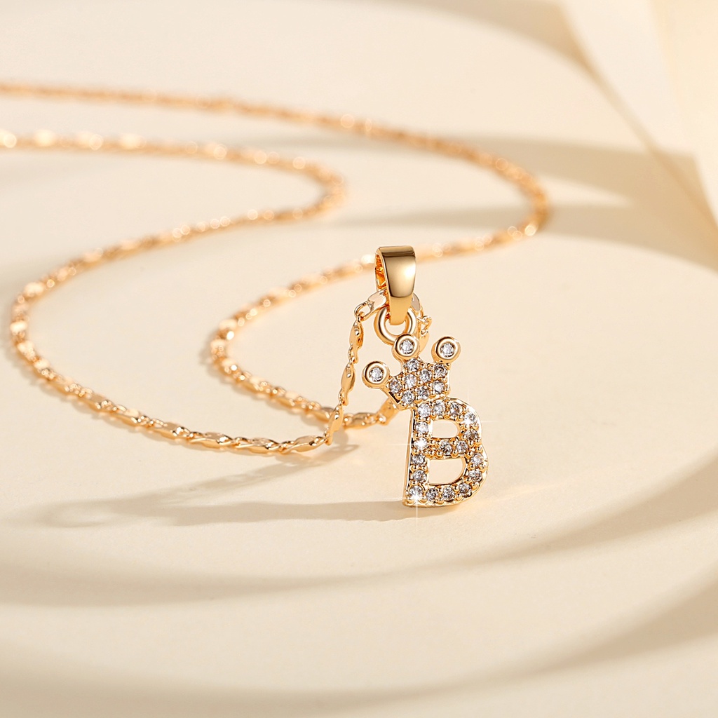 Lanme Jewelry  Kalung Titanium Wanita Huruf A-Z Gold Model Italy