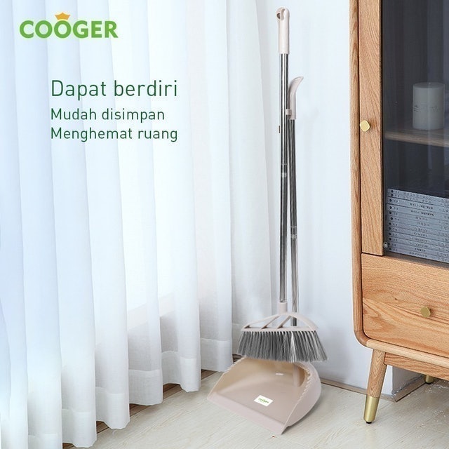 COOGER Alat Pembersih Lantai Sapu dan Pengki Set