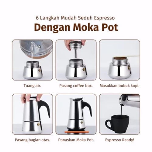  Kepler Stainless Steel Moka Pot 6 Cup