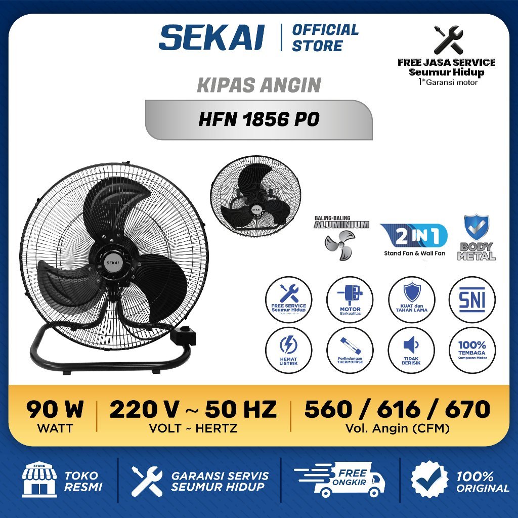 Tripacific Electrindo SEKAI Kipas Angin Dinding Tornado HFN 1856 PO