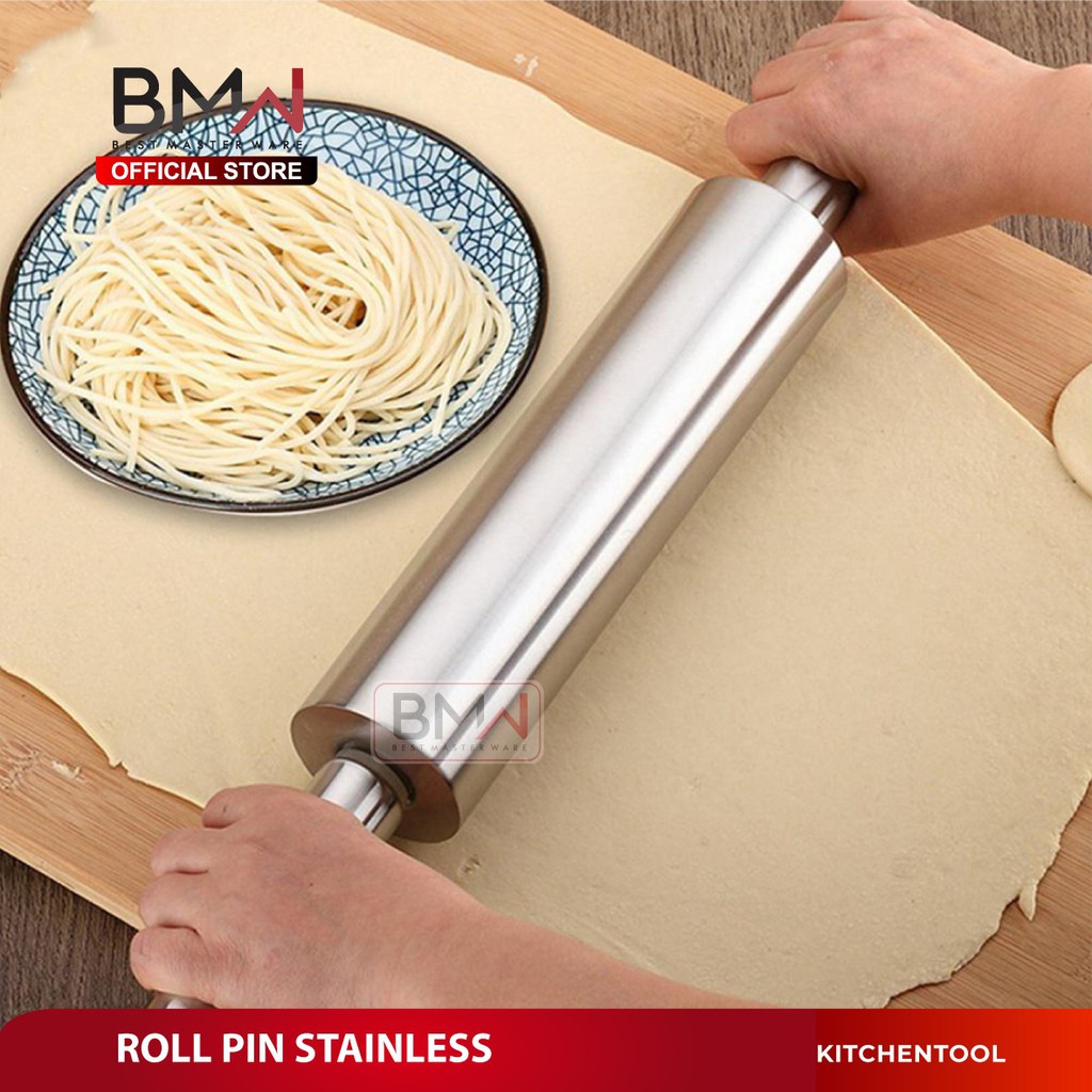 BMW Kitchen Ware Rolling Pin Penggilas Adonan Kue Pemipih Stainless Steel