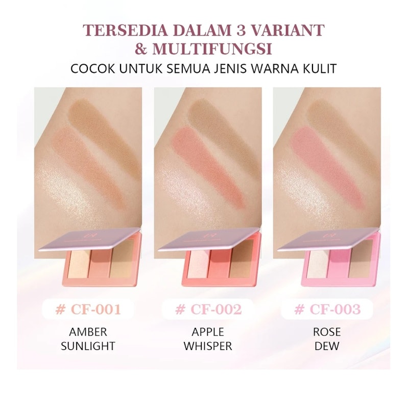 URRACX Palette Highlighter & Contour & Blush Multi-Use CF-003 Rose Dew 4