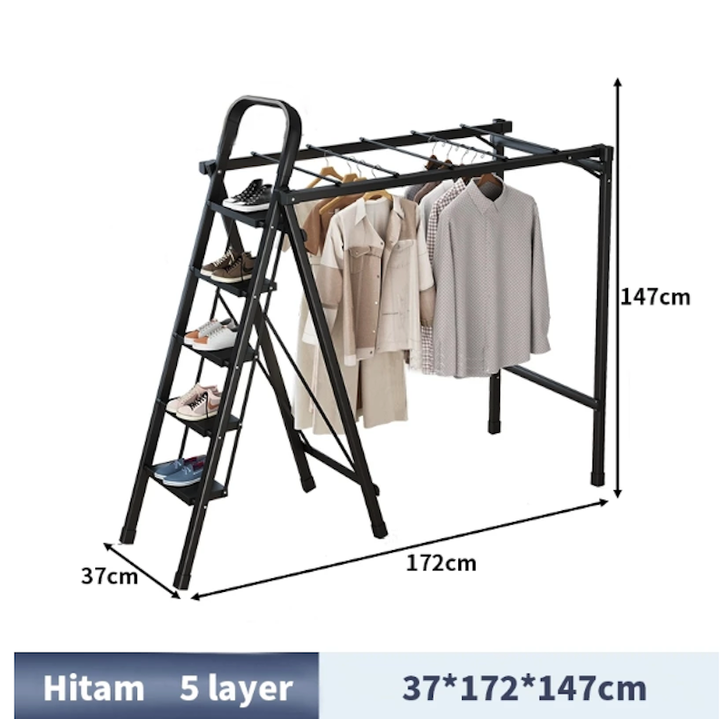 E-TIFE Tangga Besi Lipat 5 Steps + Rak 2