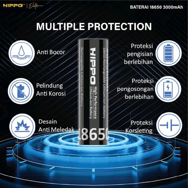 Hippo 18650 Rechargeable Battery 3000 mAh 2