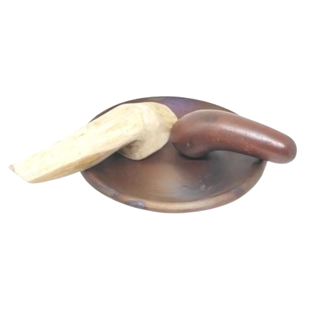 Cobek Tanah Liat Cokelat + Ulekan 20 cm