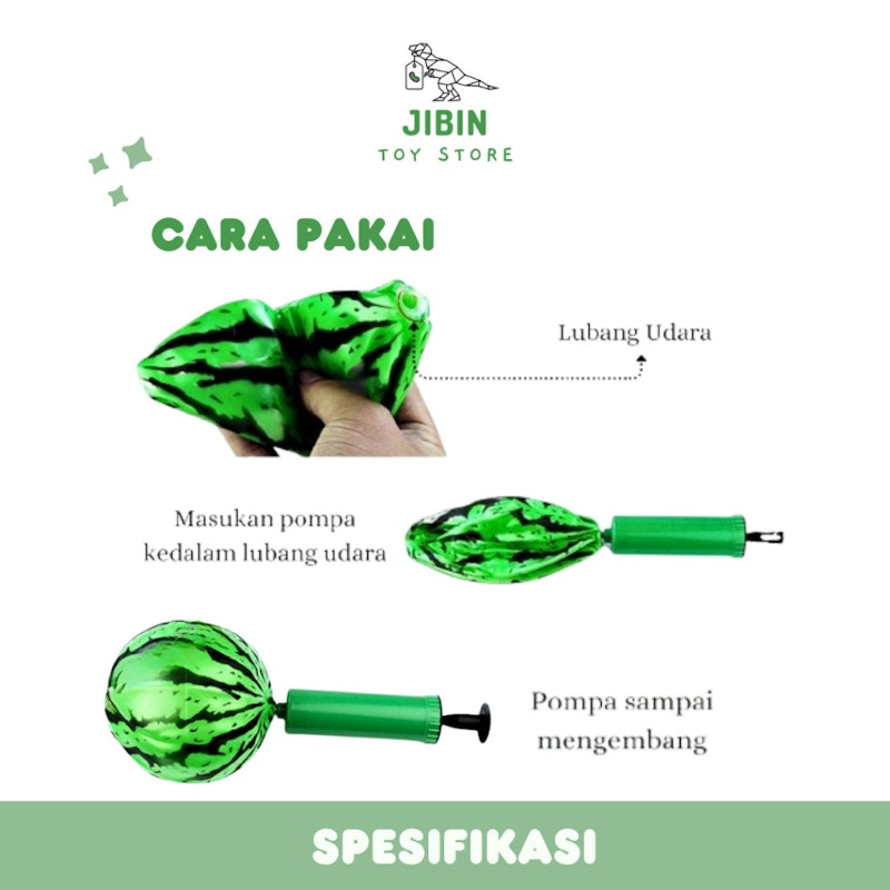 Jibin Mainan Anak Bola Karet Basket Motif Semangka 3