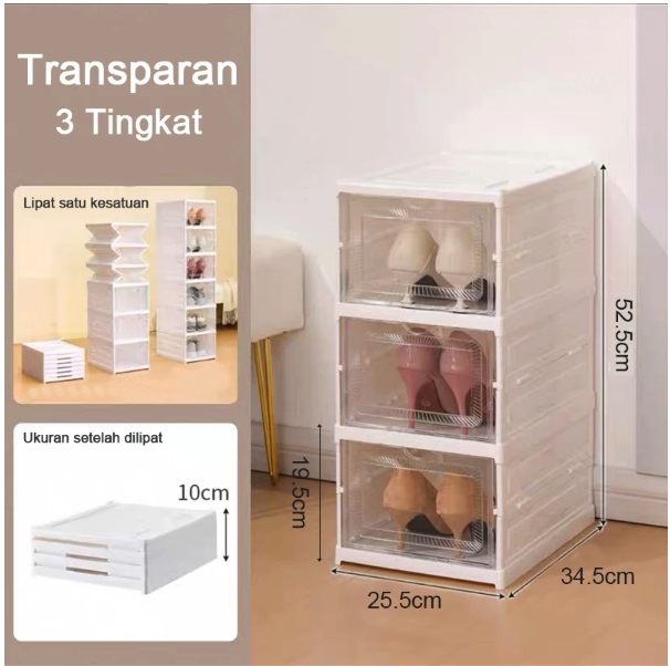  XMVP Rak Sepatu Lipat Anti Debu 3 Tingkat