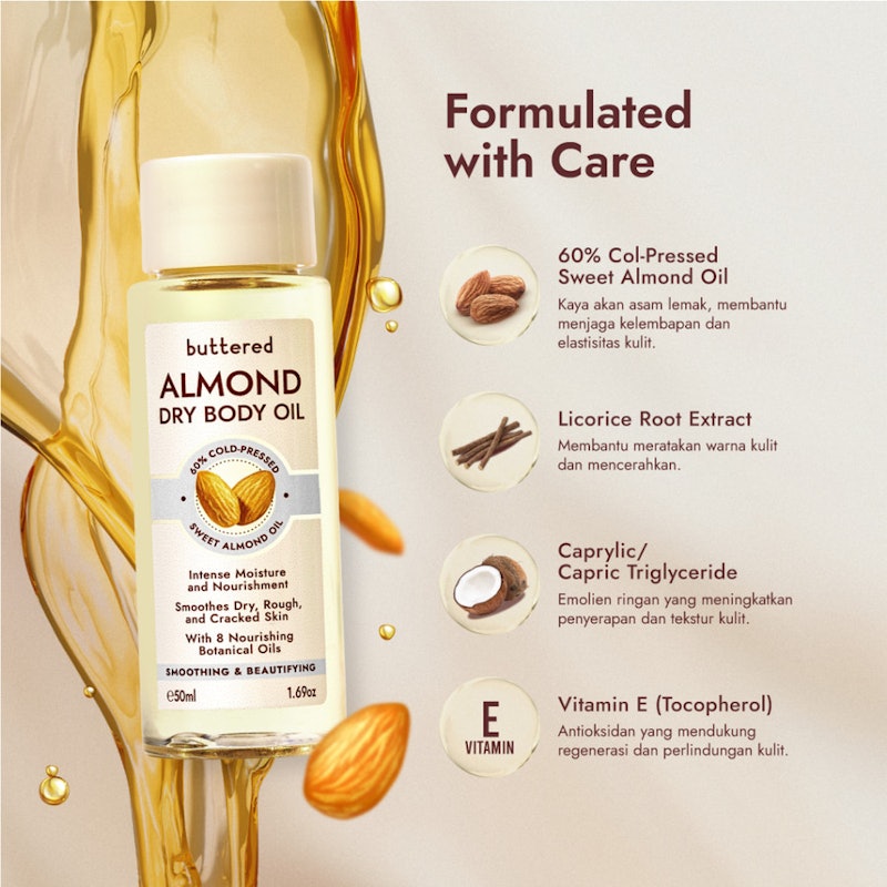 Buttered Almond Dry Body Oil 60% Cold Pressed