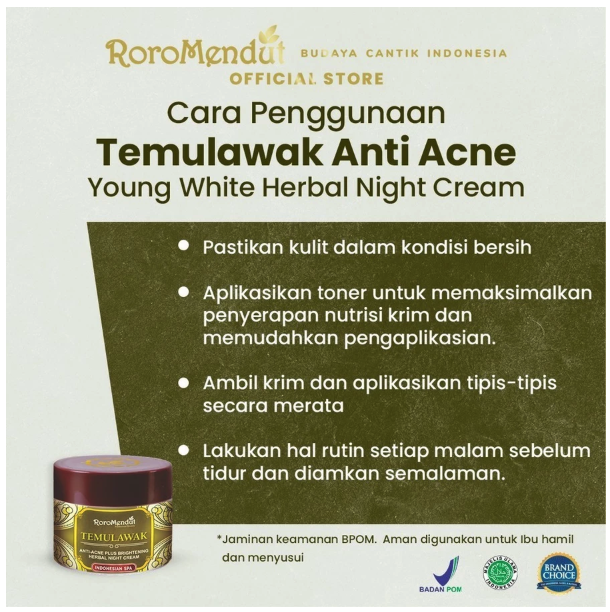 Roro Mendut Roro Mendut Temulawak Anti-Acne Plus Brightening Herbal Night Cream