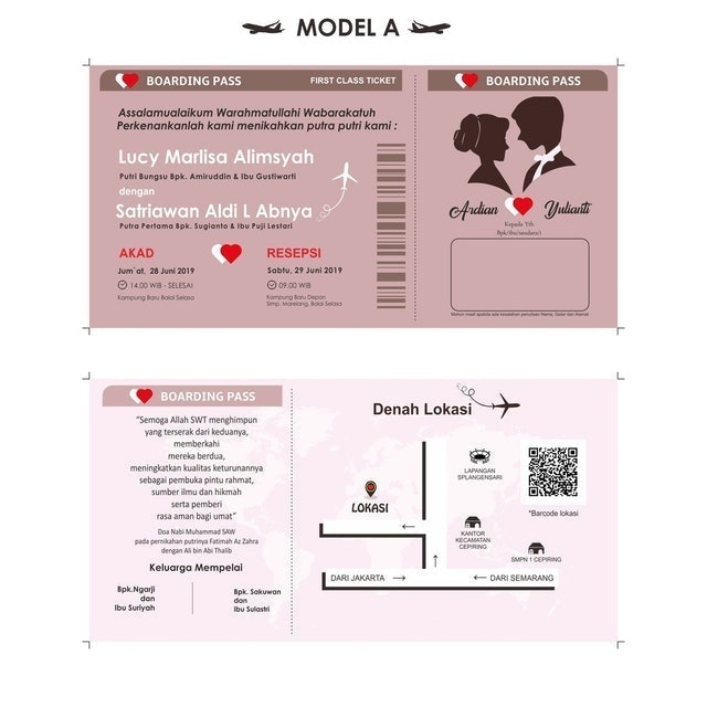 Snada Printing Undangan Pernikahan Tema Boarding Card 5