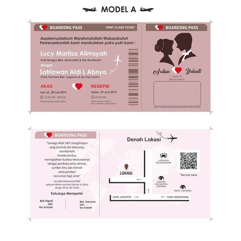 Snada Printing Undangan Pernikahan Tema Boarding Card 5