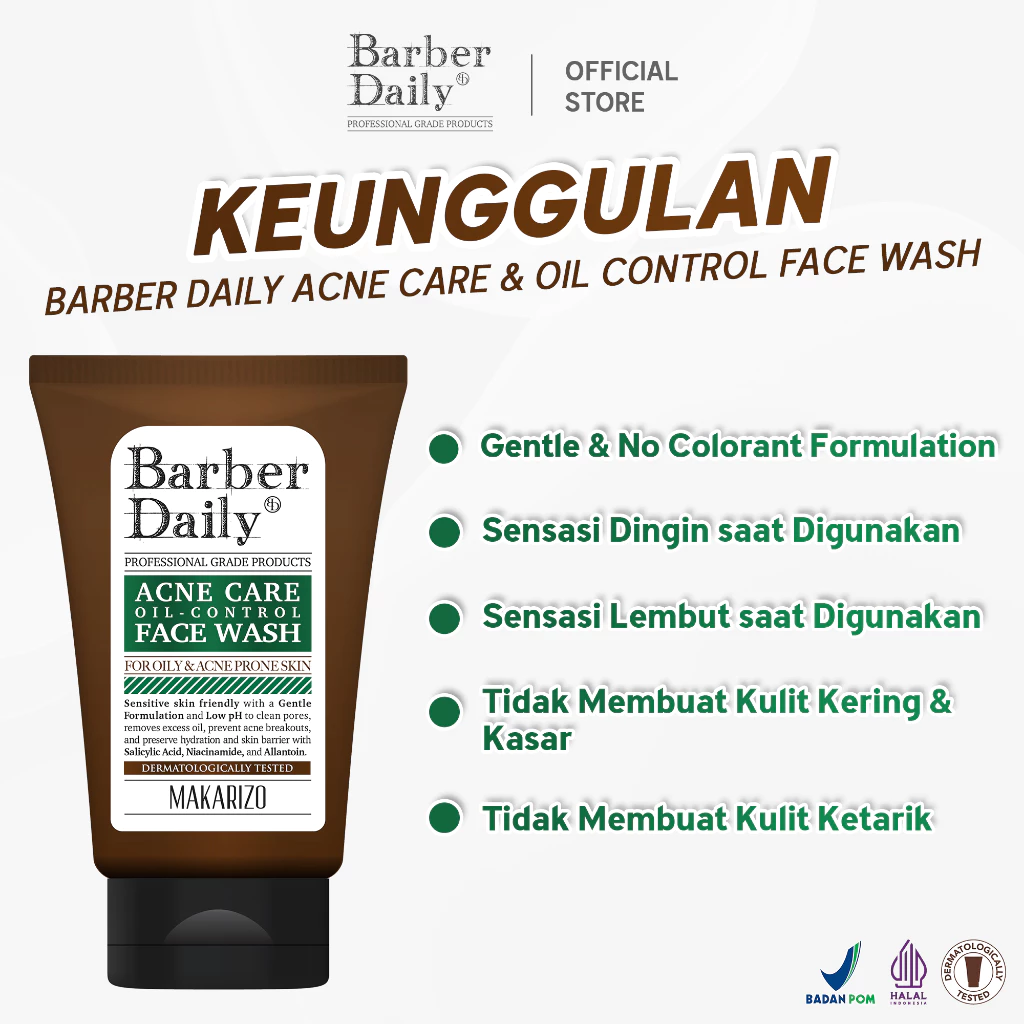 Akasha Wira International Makarizo Barber Daily Acne Care & Oil Control Face Wash