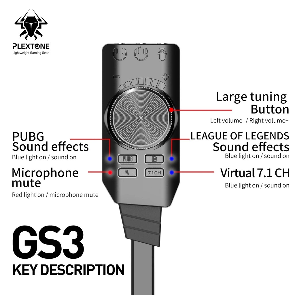 Guangzhou Plextone Manufacturing  Plextone USB Sound Card Adapter Mark II GS3