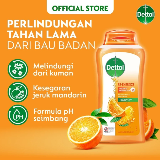 Reckitt Benckiser Dettol Sabun Mandi Cair Antibakteri Re-energize
