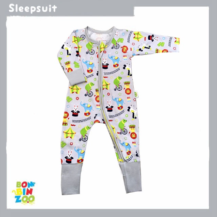  Bon Bin Zoo Sleepsuit Ritsleting Anak Bayi Laki-laki 0-3 Tahun