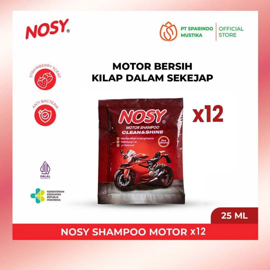 Sparindo Mustika NOSY Shampo Motor Sachet 1 Pack 12 Pcs