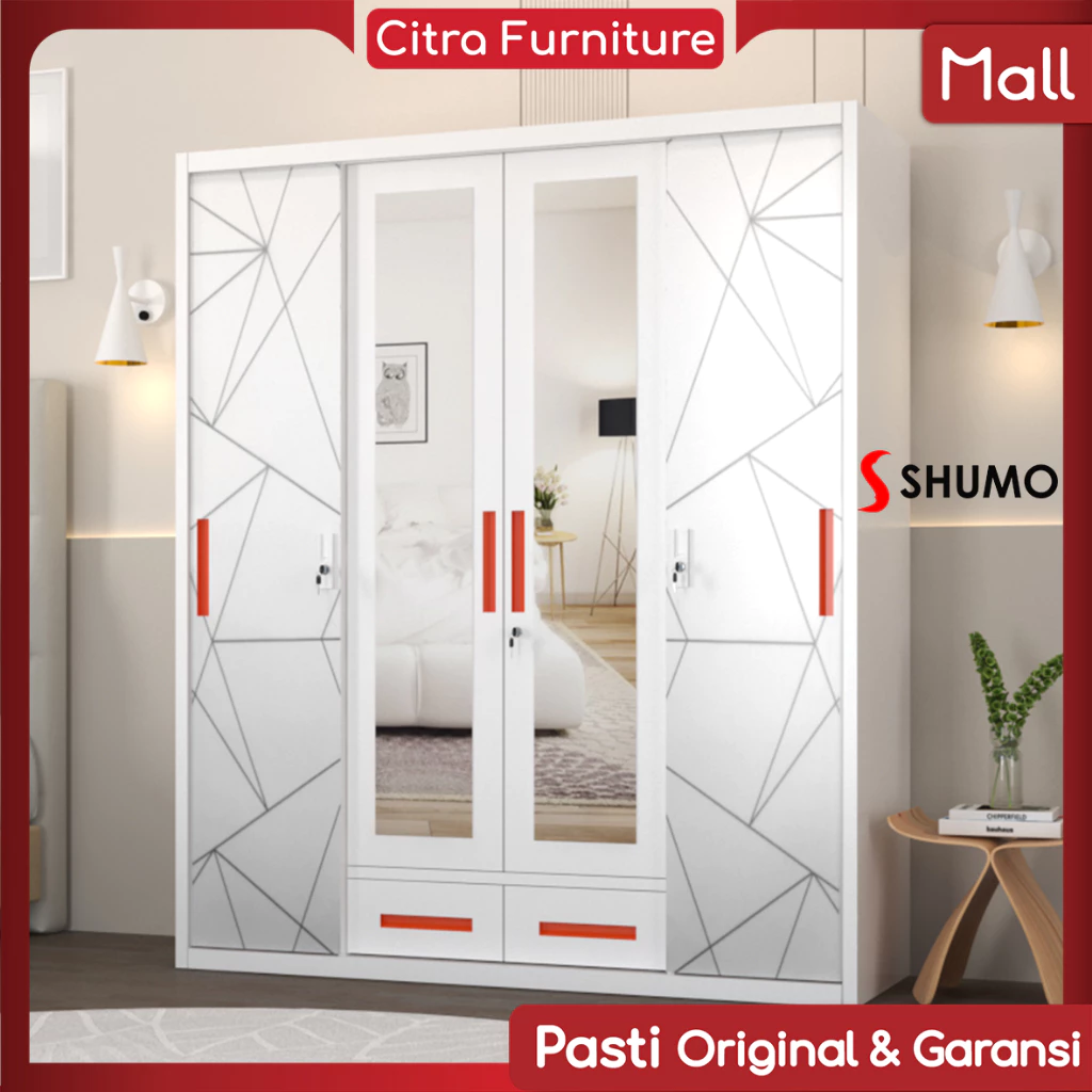 Citra Furniture Citra Furniture SHUMO Lemari Pakaian Besi 4 Pintu Sliding Minimalis CTR1