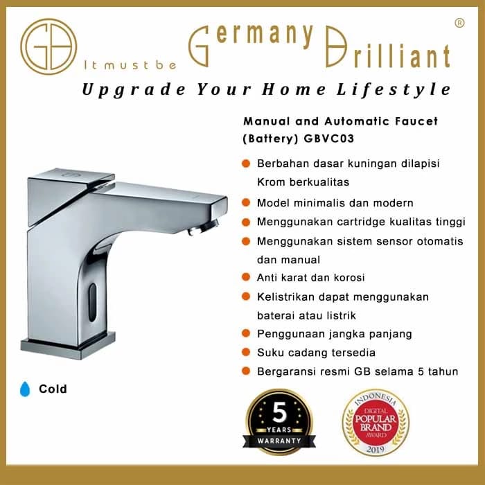 Germany Brilliant Sanitaryware Germany Brilliant Manual and Automatic Faucet (Battery) GBVC03