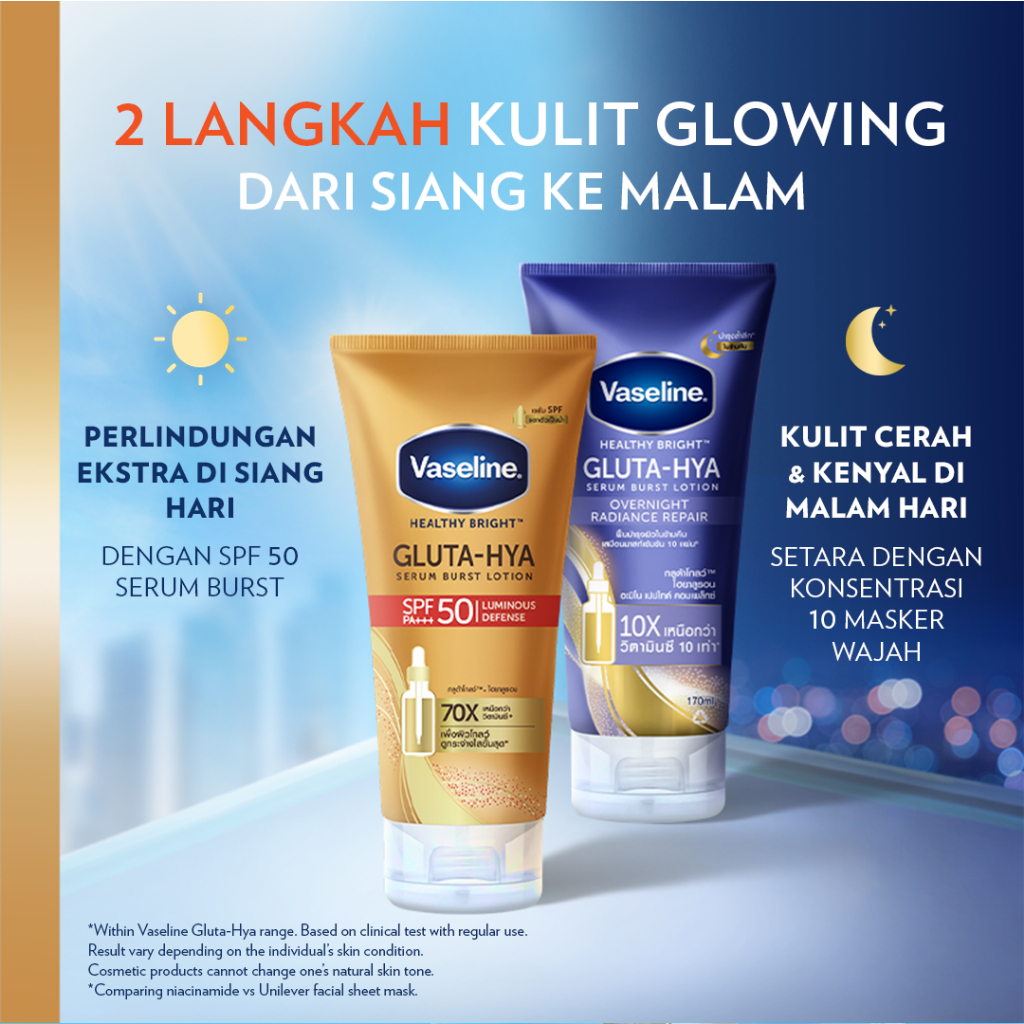 Unilever Indonesia Vaseline® Gluta-Hya Serum Burst Lotion SPF 50 PA+++