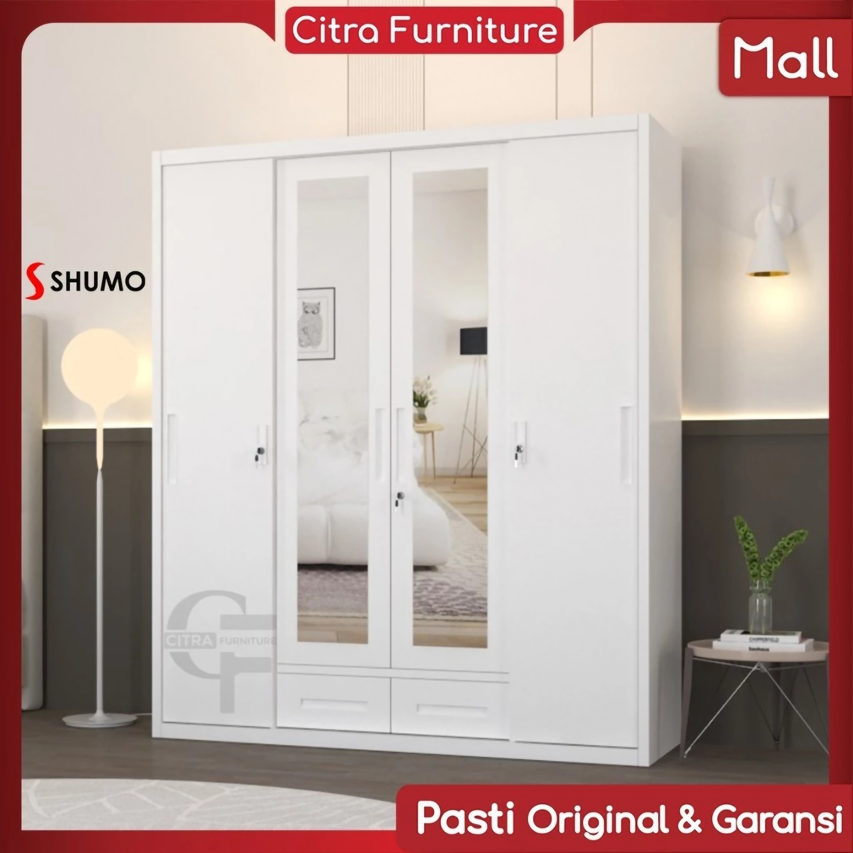 Citra Furniture SHUMO® Lemari Pakaian Besi 4 Pintu CTR1