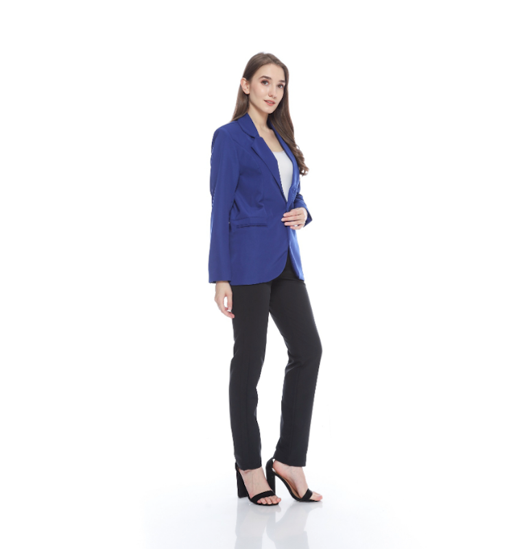 Jas Blazer Wanita Kancing Satu Formal Kantoran 4